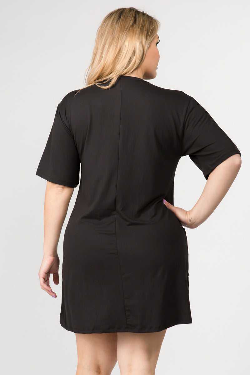 black short sleeve dress for plus size