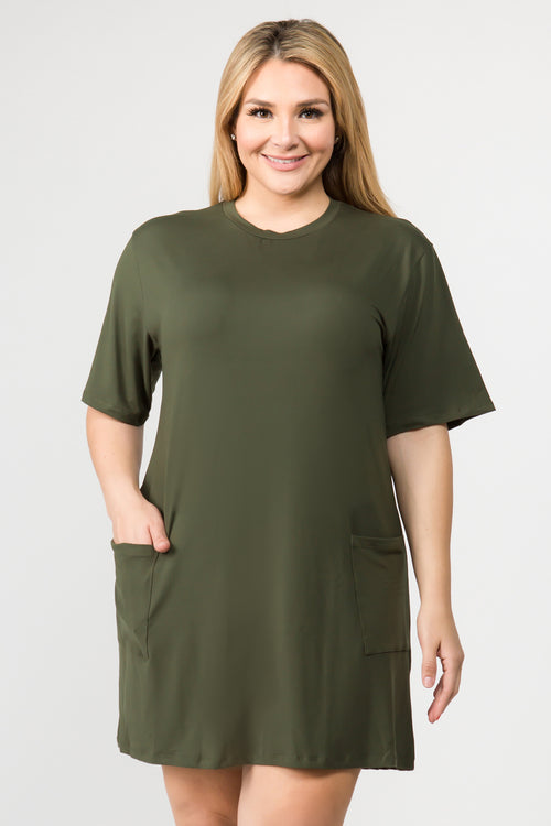olive green women's plus size t-shirt dress