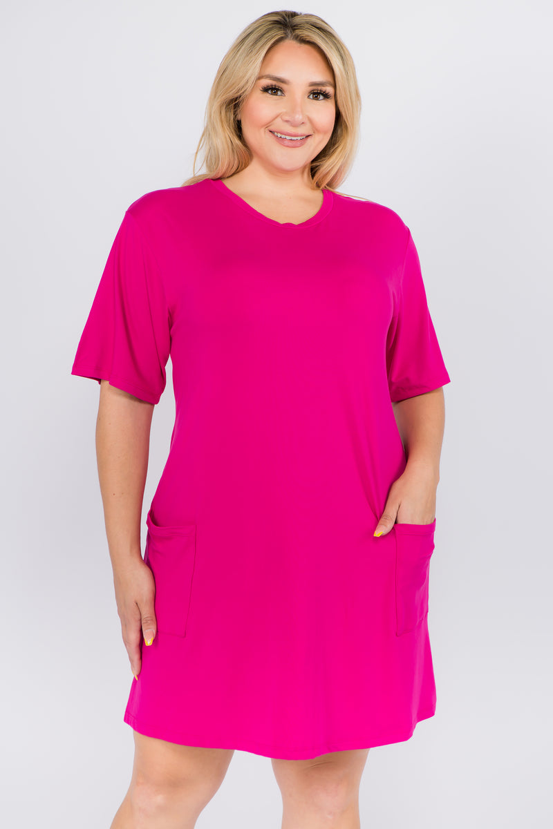 Plus Size Day to Night Two Pocket T-Shirt Dress