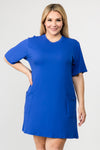 royal blue t-shirt dress with pockets plus size