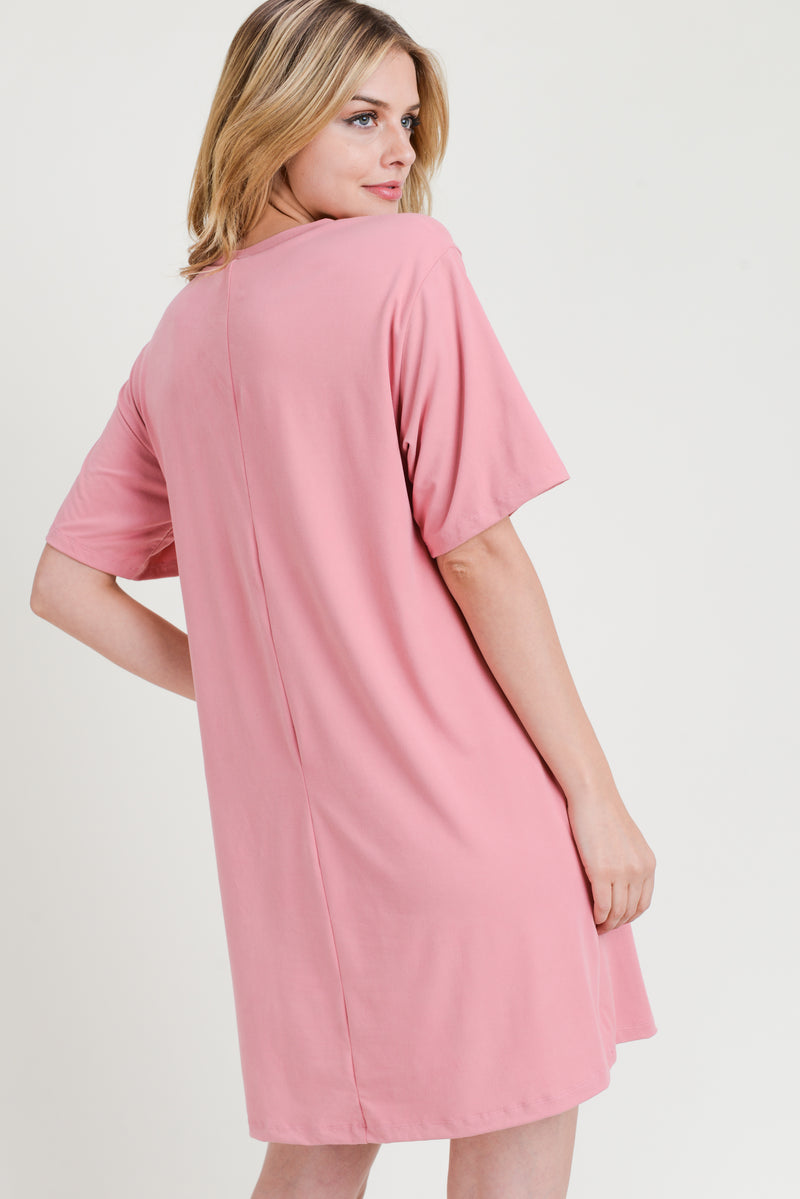 pink short sleeve oversized dress