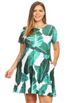 palm tree leaf print dresses