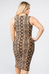 Plus Size Snake Print Bodycon Dresses