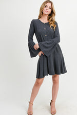 Button Down Ruffle Hem Dress