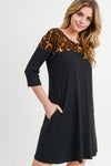 Cara Half Sleeve Cheetah Print A-Line Dress