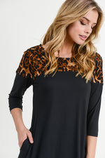 Cara Half Sleeve Cheetah Print A-Line Dress