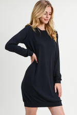 black sweatshirt mini dress