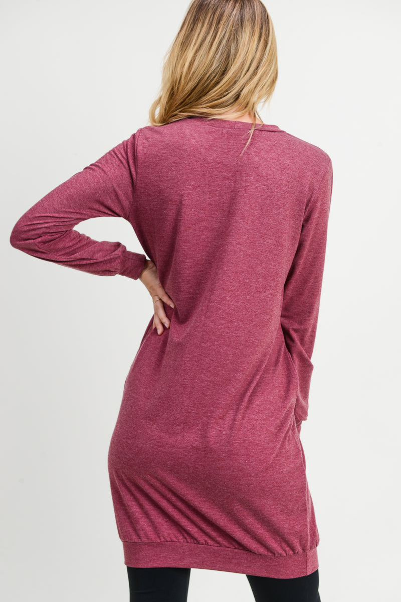 red wine oversized tunic dress with pockets