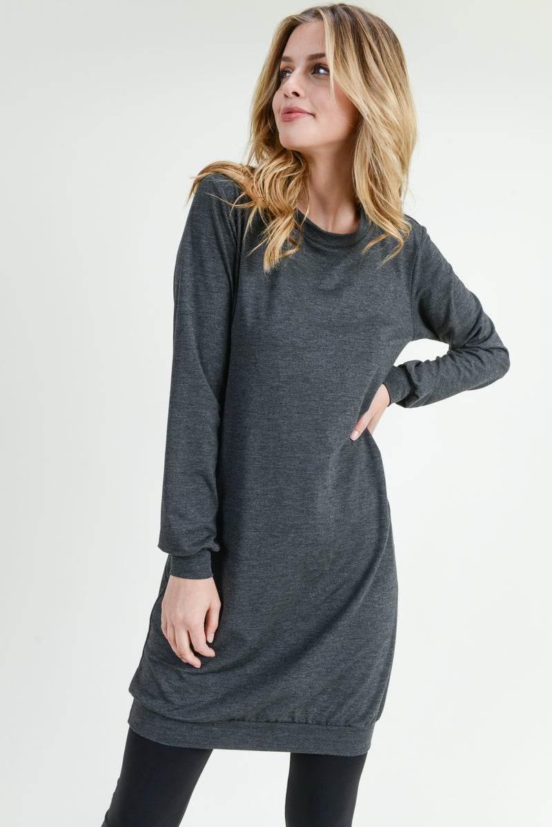 charcoal pullover dress with pockets