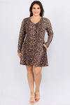 Plus Size Leopard Print Long Sleeve Dress