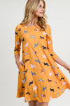 Novelty Dog Print A-line Dress