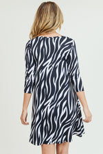 Fiery Zebra Print A-Line Dress