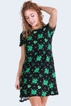 Shamrocks and Polka Dots Printed A-line Dress