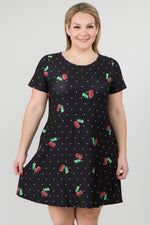 Plus Size Sweet Summer Cherry Print Dress ICONOFLASH