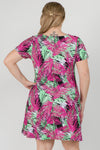 Plus Size Colorful Palm Leaf Print Flowy Dress