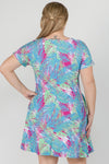 Plus Size Multi Colored Palm Leaf Dress with Pockets