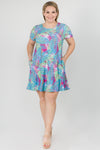 Plus Size Colorful Palm Leaf Print Flowy Dress