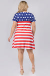 Plus Size American Flag Dress Short Sleeve Dress