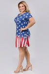 Plus Size Rustic American Flag Dress Short Sleeve Dress