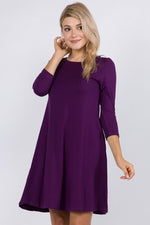Free and Easy ¾ Sleeve Summer Swing Dress