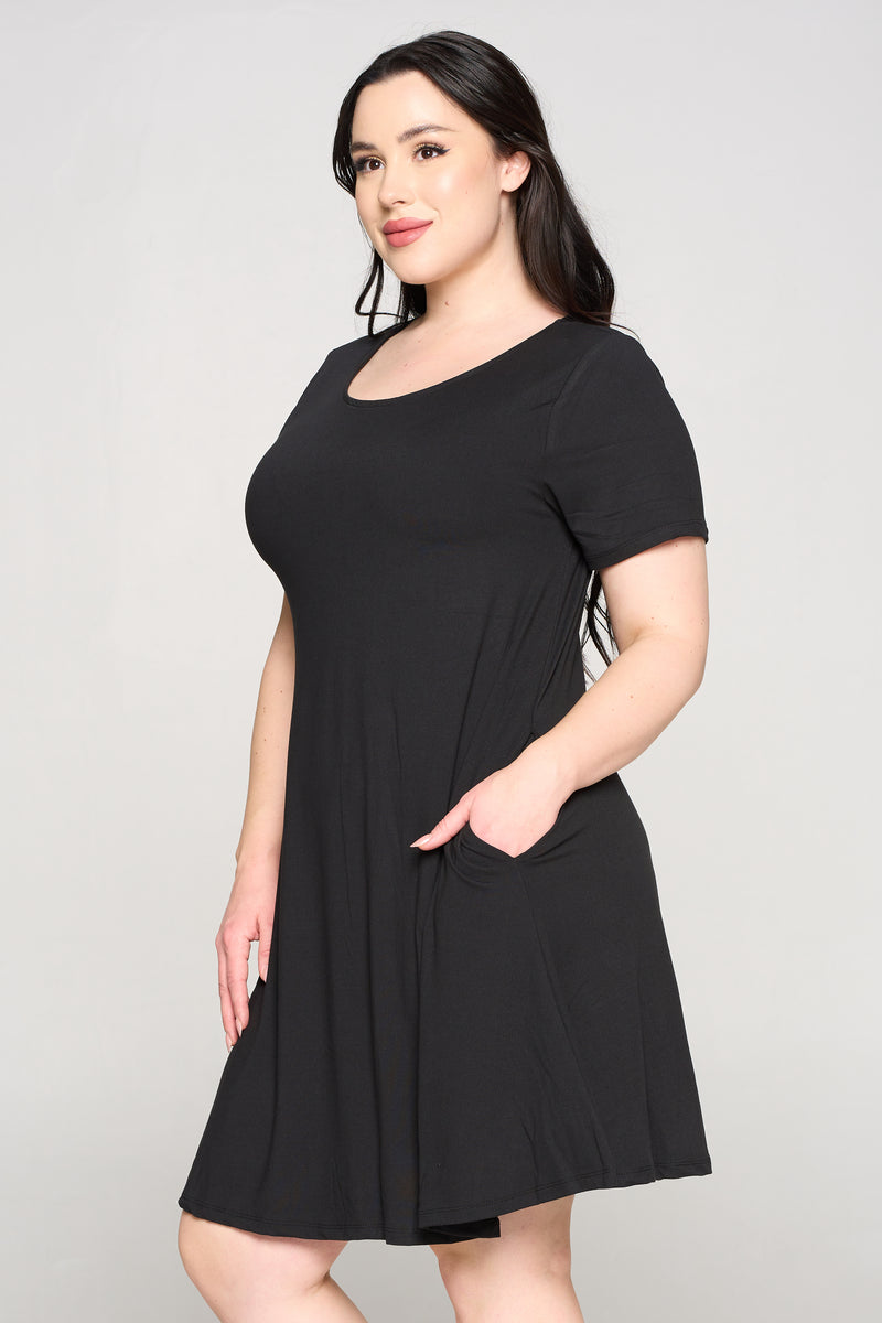 Plus Size Basic A-Line Short Sleeve Dress