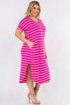 Plus Size Simply Striped Rounded Hem Midi Dress