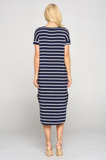 Simply Striped Rounded Hem Midi Dress