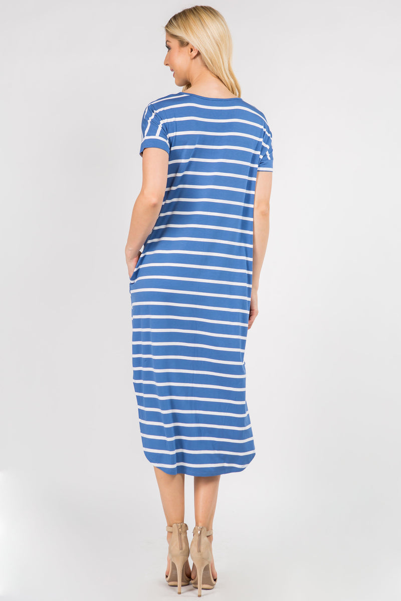 Simply Striped Rounded Hem Midi Dress