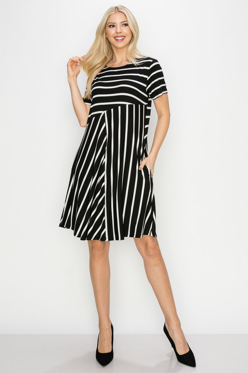 Multidirectional Lined A-line Dress