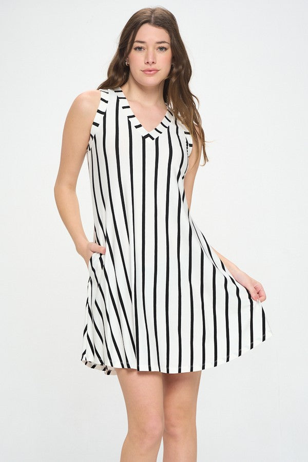 Women's Striped Sleeveless Dress