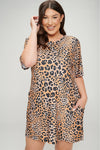 Plus Size Vivid Leopard Print T-Shirt Dress