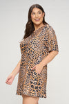 Plus Size Vivid Leopard Print T-Shirt Dress