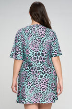Plus Size Vivid Leopard Print T-Shirt Dress