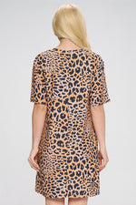 Vivid Leopard Print T-Shirt Dress