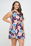 Plus Size Vibrant Hibiscus Printed Pocket Dress