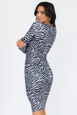 Striking Zebra Print Bodycon Midi Dress