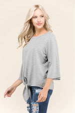 Dressed to a Tee Tie-Front Raglan Sleeve Top ICONOFLASH
