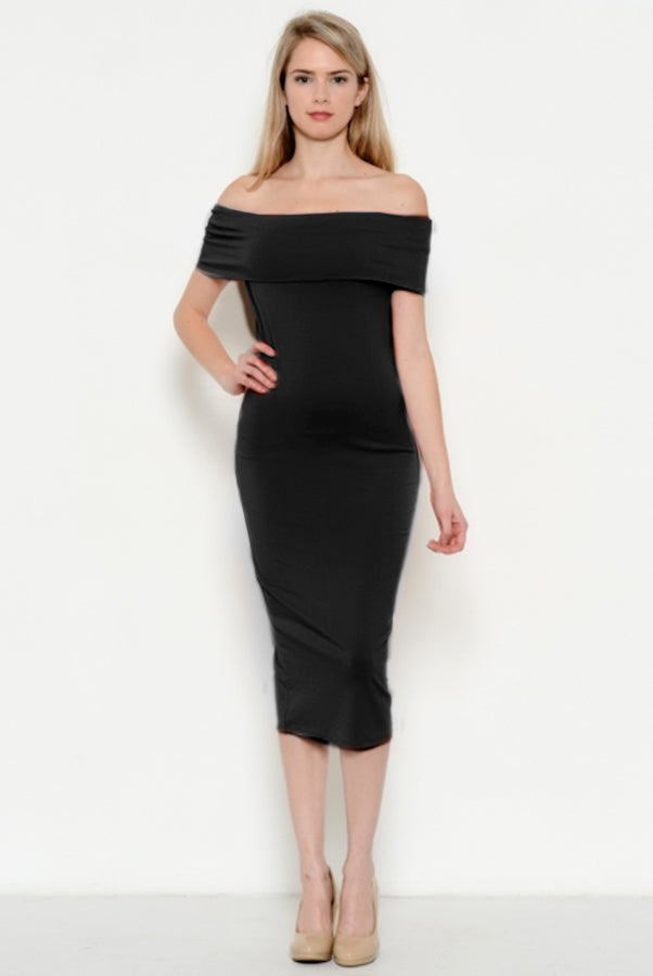 Night Out Off The Shoulder Midi Dress ICONOFLASH