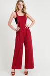 red wide leg overalls 