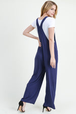 navy overalls with pocket wide leg 