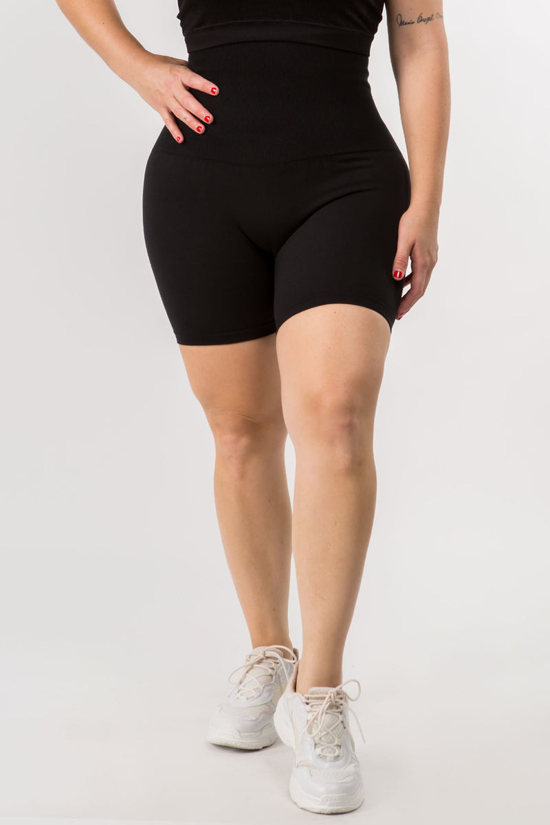 Plus Size Compression Biker Shorts with French Terry Lining