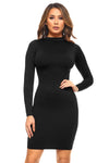 black mock neck mini dress for women 
