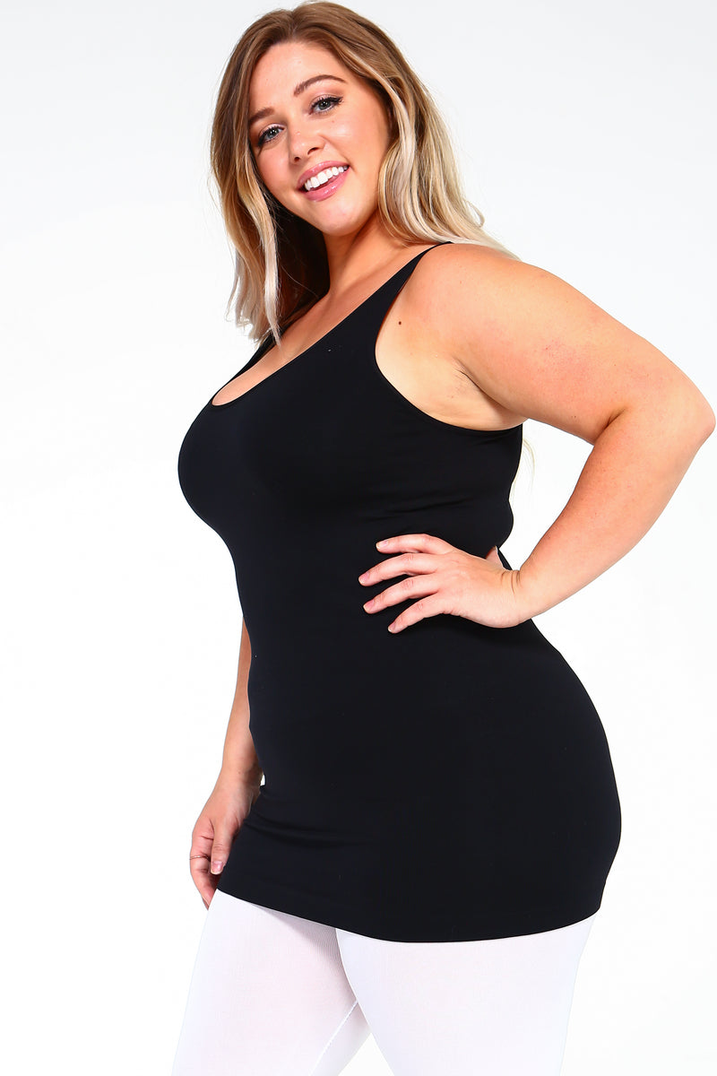 black plus size tank top for layering 