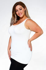 white sleeveless basic top for plus size women 