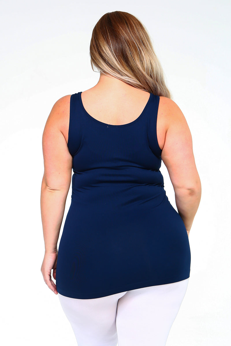 navy blue tank top fitted plus size clothing 