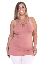 Plus Size Seamless Strappy Front Cami Top