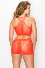 Hole-y Fishnet Cropped Top and Shorts Set