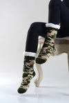 Camouflage Faux Sherpa Thermal Christmas Slipper Socks ICONOFLASH