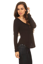 Look Your Best V-Neck Long Sleeve Top ICONOFLASH