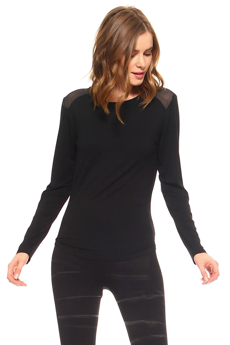 Show Some Mesh Long Sleeve Knit Top ICONOFLASH